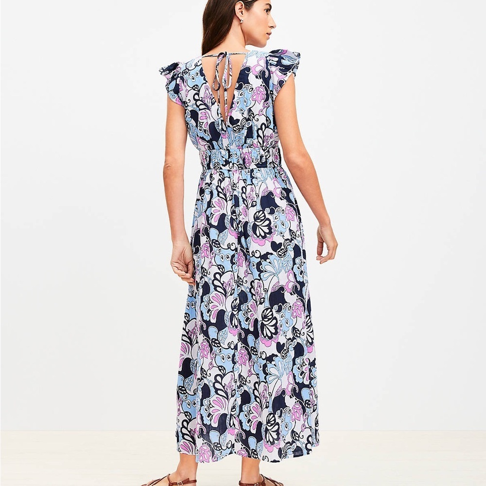 LOFT Beach Floral Ruffle Sleeve Maxi Pocket Dress - Picture 3 of 8